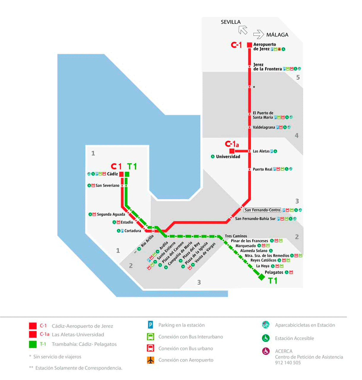 Álgebra resbalón Ceder Cercanías de Cádiz ( Mapa de Rutas y Líneas ) | Renfe