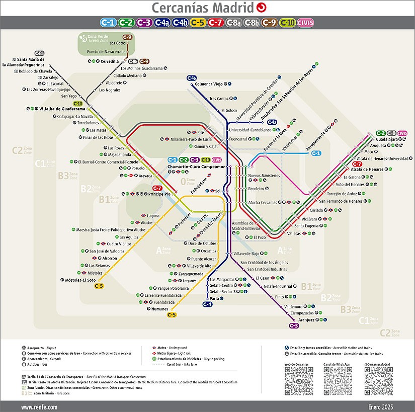 Mapa de rutas Cercanías Madrid